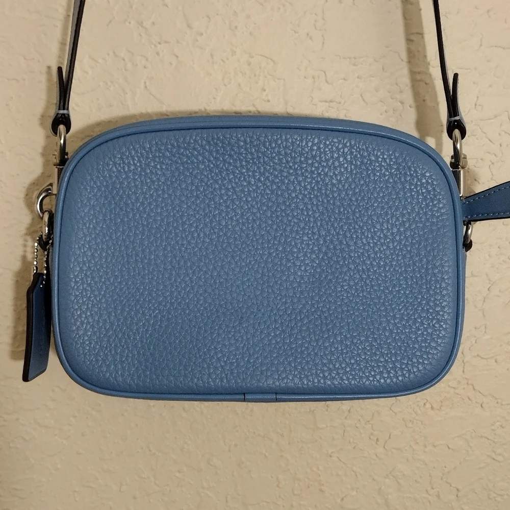 Coach Pool Blue Soft Pebbled Leather Camera Crossbody Bag
